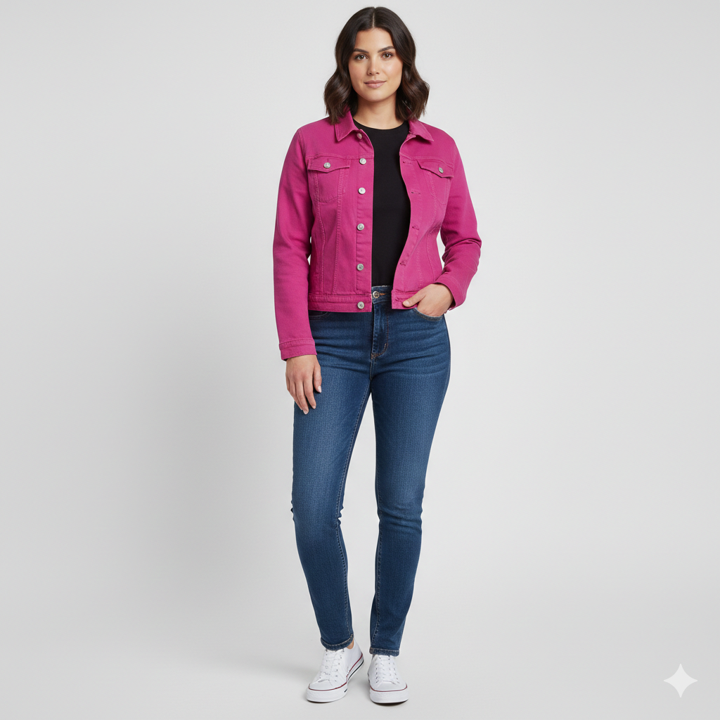 Magenta Denim Trucker Jacket